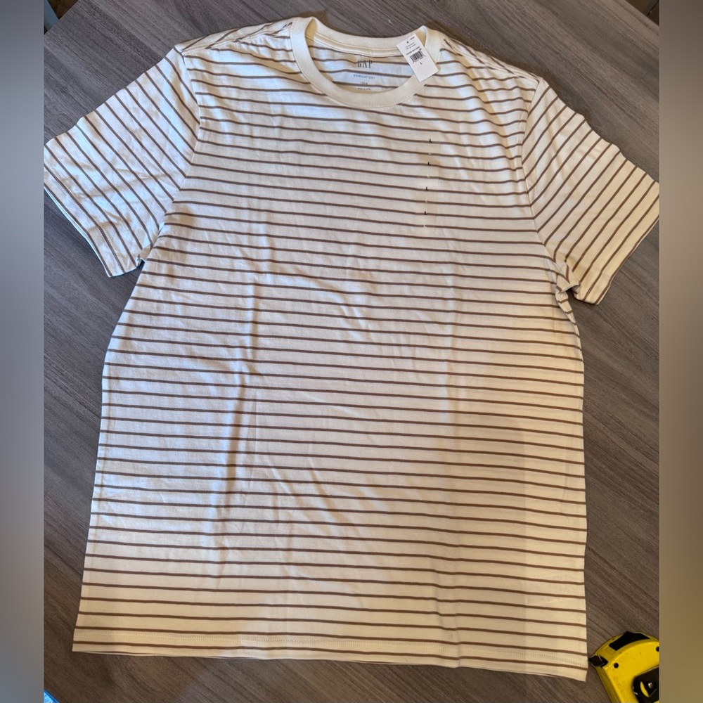 GAP Cream and Brown Striped T-Shirt- NWT